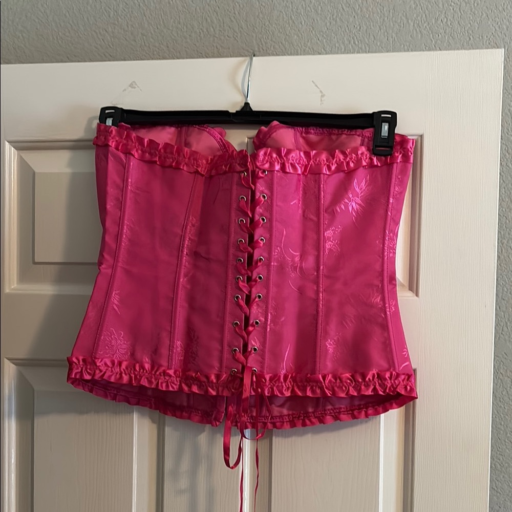 Pink Corset Top with Ruffle Trim - Picture 2 of 6